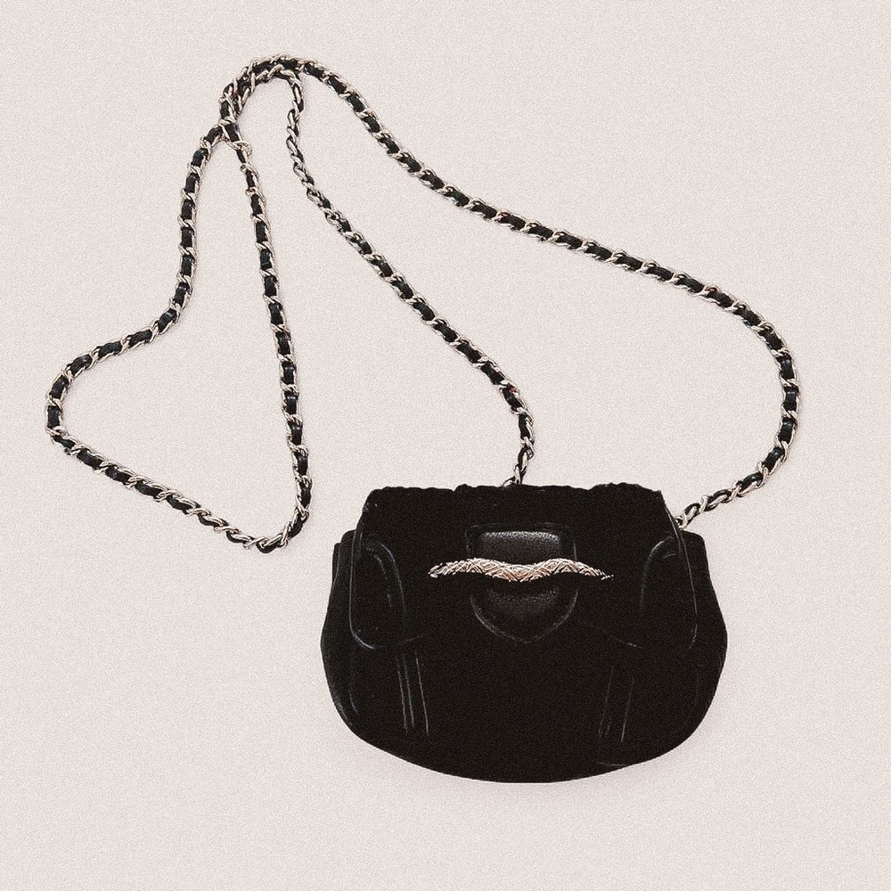 aimee kestenberg fierce and fab shearling chain leather flab mini micro purse